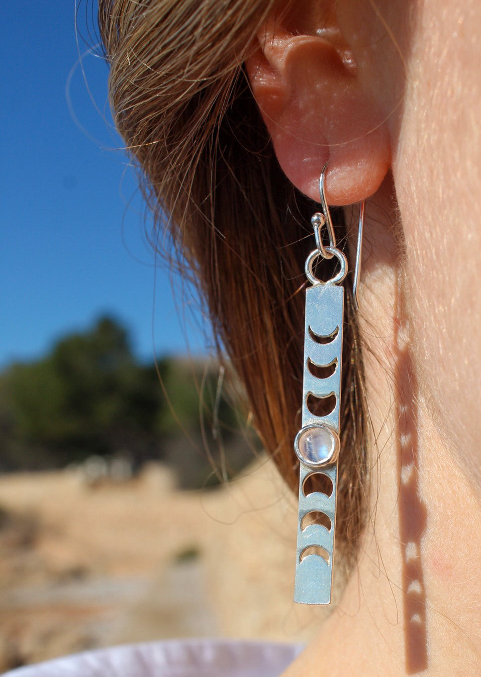 Pendientes Fases Lunares Piedra Lunar