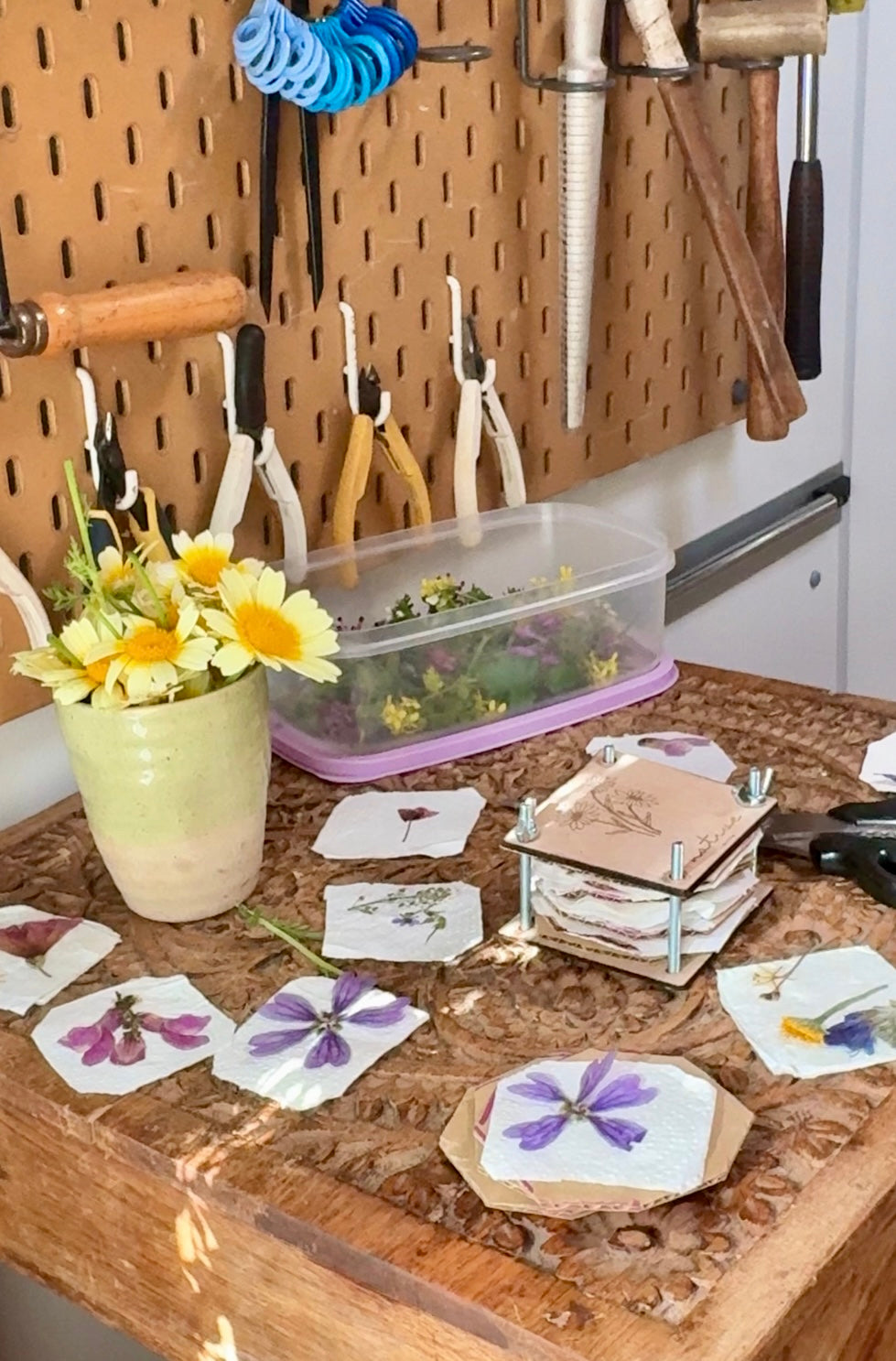 Prensa de flores artesanal
